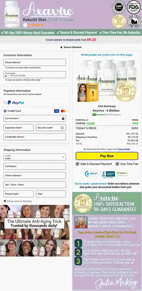 Axavive &mdash; Official Secure Payment Page US 2026